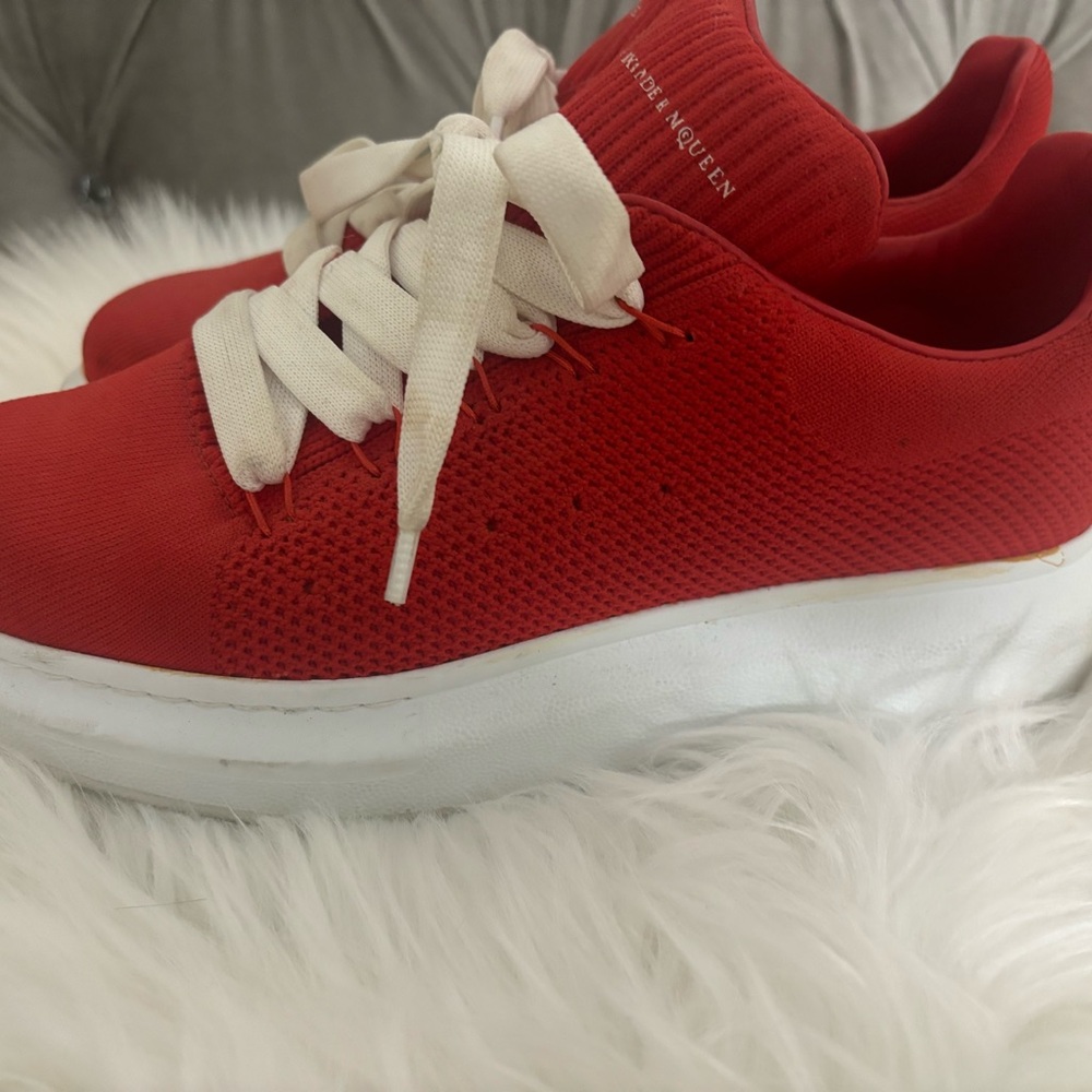 Alexander McQueen Wedge Sole Knit Sneaker 'Flame Red'. Price is firm!